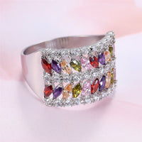 Purple Cubic Zirconia & Silver-Plated Marquise-Cut Band - streetregion