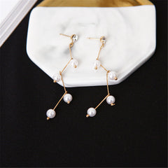Cubic Zirconia & Pearl 18K Gold-Plated Botany Drop Earrings
