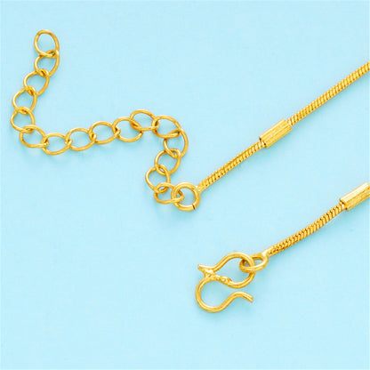 24K Gold-Plated Bamboo Station Bracelet, gold bracelet for women, dainty minimalist design, side view