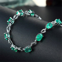 Green Crystal & cubic zirconia Clover Tennis Bracelet - streetregion