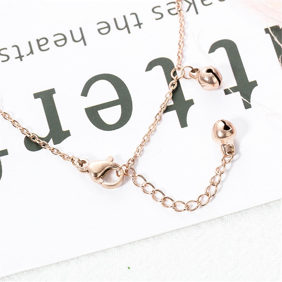18K Rose Gold-Plated Bell Station Anklet, rose gold anklet bracelet, elegant gift for her, styled look