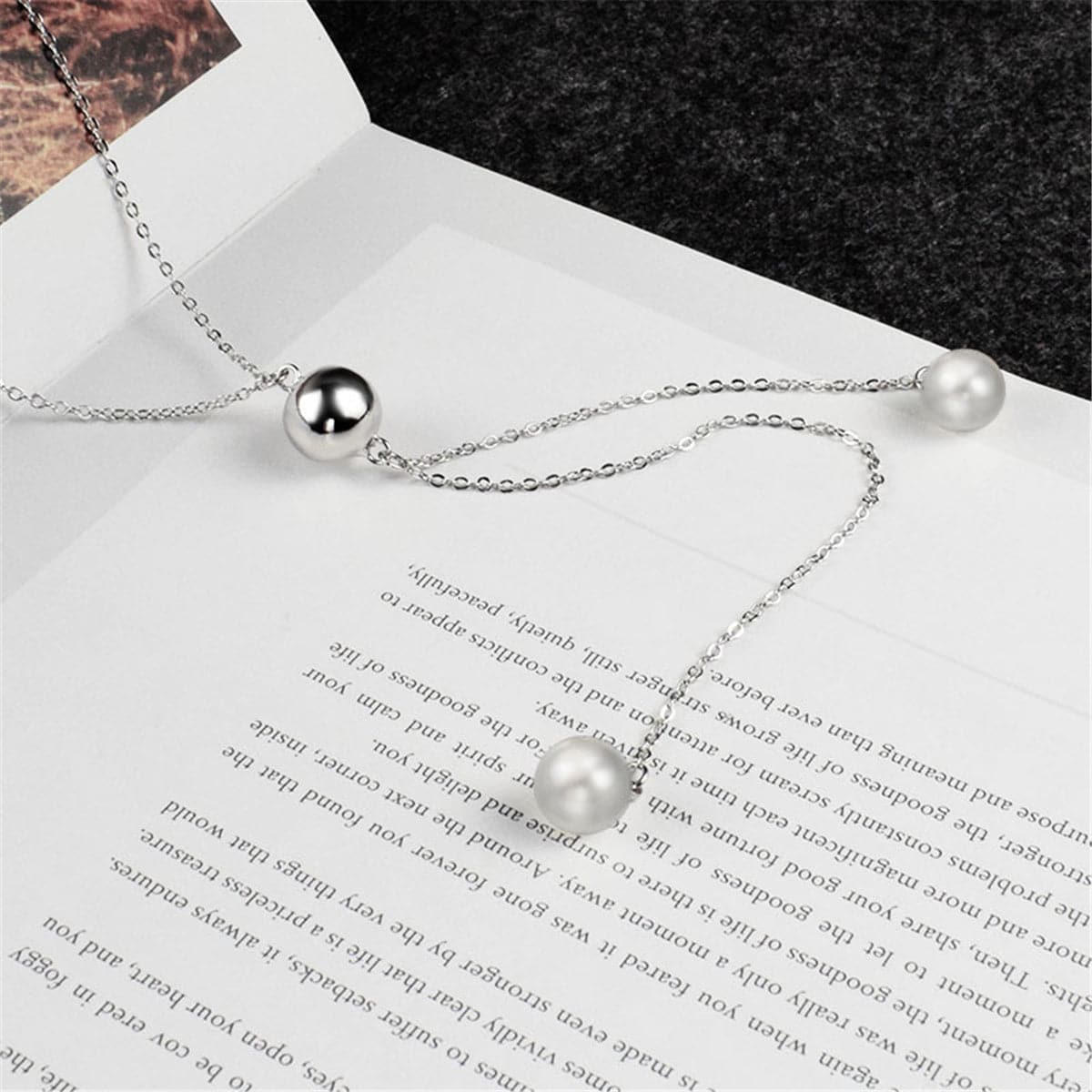Double Pearl & Silver-Plated Pendant Necklace