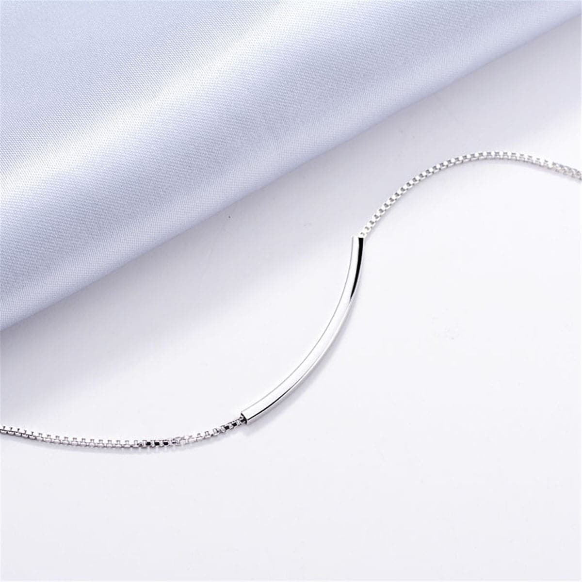 Silver-Plated Curved Bar Bracelet