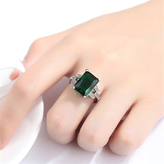 Green Crystal & Cubic Zirconia Radiant-Cut Ring