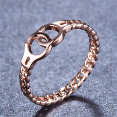 18k Rose Gold-Plated Handcuffs Ring - streetregion