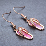 Rose Opal & Cubic Zirconia Flip-Flop Drop Earrings