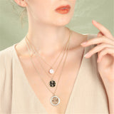 Imitation Pearl & Cubic Zirconia Three-Layer Pendant Necklace
