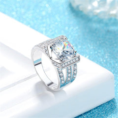 Clear Round Crystal & Cubic Zirconia Silver-Plated Ring