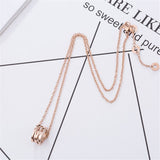 18k Rose Gold-Plated Openwork Ring Pendant Necklace - streetregion