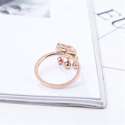 18K Rose Gold-Plated Lock Of Longevity Band Ring, rose gold statement rings for women, dainty minimalist design, styled look
