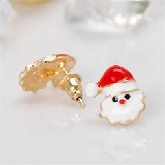 Red Enamel & 18K Gold-Plated Santa Claus Stud Earrings