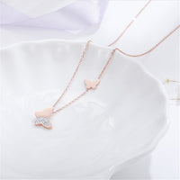 Cubic Zirconia & 18k Rose Gold-Plated Butterfly Pendant Necklace