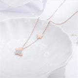 Cubic Zirconia & 18k Rose Gold-Plated Butterfly Pendant Necklace