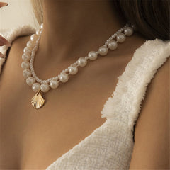 Pearl & 18K Gold-Plated Shell Layered Necklace