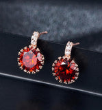 Red Crystal & Cubic Zirconia 18k Rose Gold-Plated Flower Stud Earrings