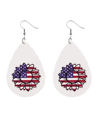 White & Red Polystyrene Stars & Stripes Sunflower Drop Earrings