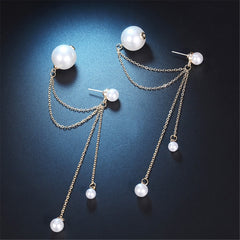 Pearl & 18K Gold-Plated Chain Ear Jackets