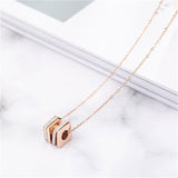 Cubic Zirconia & 18k Rose Gold-Plated Layered Square Pendant Necklace
