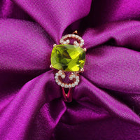 Olive Crystal & Cubic Zirconia Oval Swirl Ring