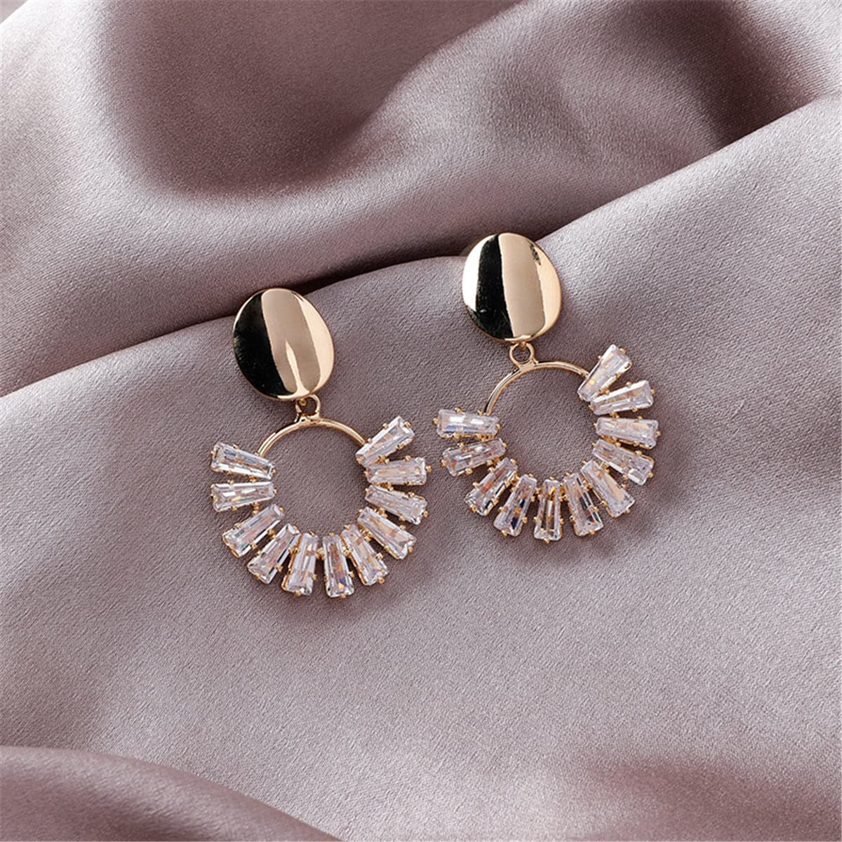 18K Gold-Plated & Crystal Circle Drop Earrings