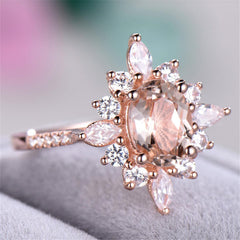 Champagne Crystal & cubic zirconia Floral Ring - streetregion