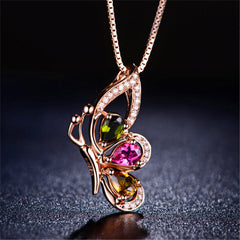 Crystal & cubic zirconia Butterfly Pendant Necklace - streetregion