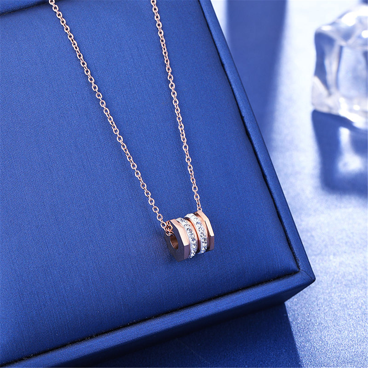Cubic Zirconia and 18K Rose Gold-Plated Pavé Coil Pendant Necklace, rose gold pendant necklace for women, styled look