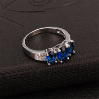 Blue cubic zirconia & Silver-Plated Ring - streetregion