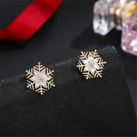 Crystal & 18k Gold-Plated Snowflake Stud Earrings