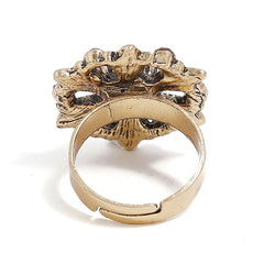 Red Cubic Zirconia & Turquoise Flower Cocktail Ring - streetregion