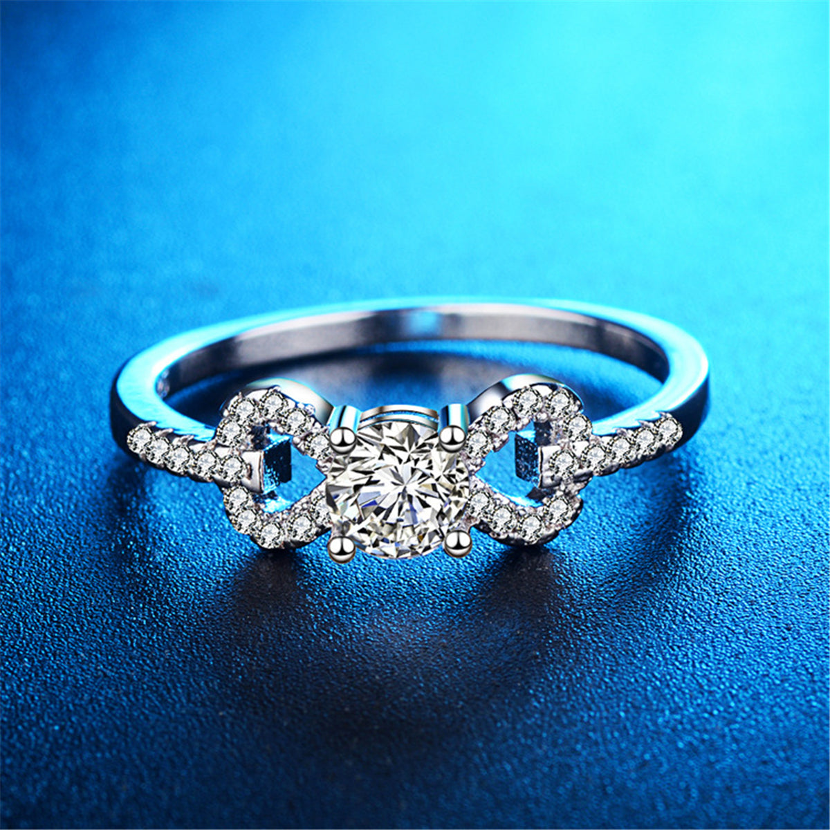 Crystal & Silver-Plated Bow Ring