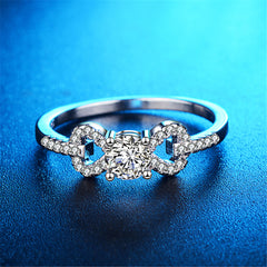 Crystal & Silver-Plated Bow Ring