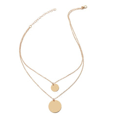 18K Gold-Plated Layered Disk Pendant Necklace