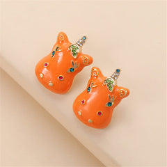 Cubic Zirconia & Enamel 18K Gold-Plated Horse Stud Earrings