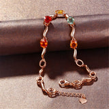 Yellow & Red Crystal & 18k Rose Gold-Plated Oval Station Bracelet