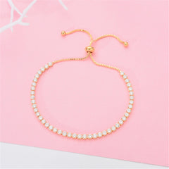 Cubic Zirconia & 18K Gold-Plated Adjustable Tennis Bracelet