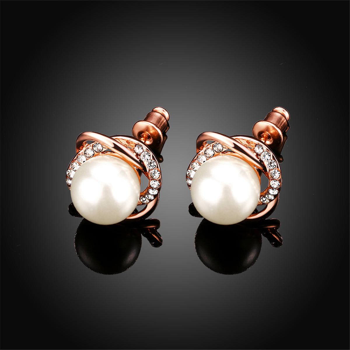 Pearl & Cubic Zirconia 18k Rose Gold-Plated Stud Earrings