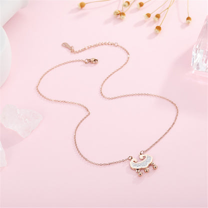 Cubic Zirconia 18K Rose Gold-Plated Lock Of Longevity Pendant Necklace, rose gold pendant necklace for women, side view