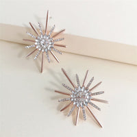 Cubic Zirconia & Rose Goldtone Sunflower Drop Earrings