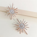 Cubic Zirconia & Rose Goldtone Sunflower Drop Earrings