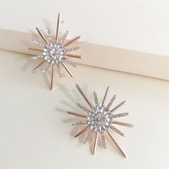 Cubic Zirconia & Crystal 18K Rose Gold-Plated Sunflower Drop Earrings