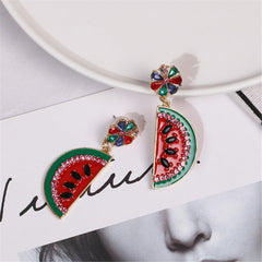 Crystal & Cubic Zirconia Watermelon Drop Earrings