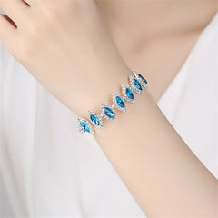 Blue Pear Crystal & Silver-Plated Station Bracelet
