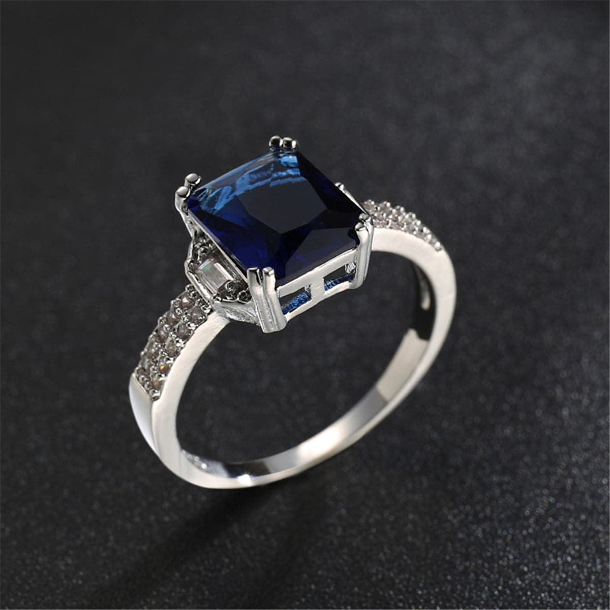 Navy Crystal & Cubic Zirconia Radiant-Cut Ring