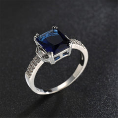 Navy Crystal & Cubic Zirconia Radiant-Cut Ring