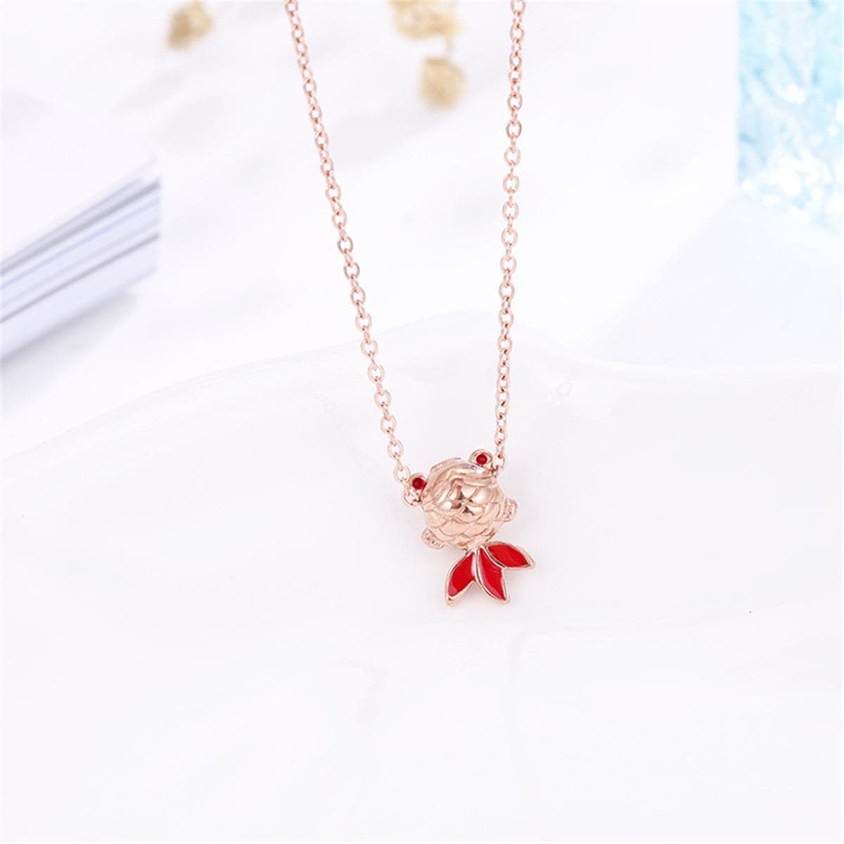 18K Rose Gold-Plated Fish Pendant Necklace