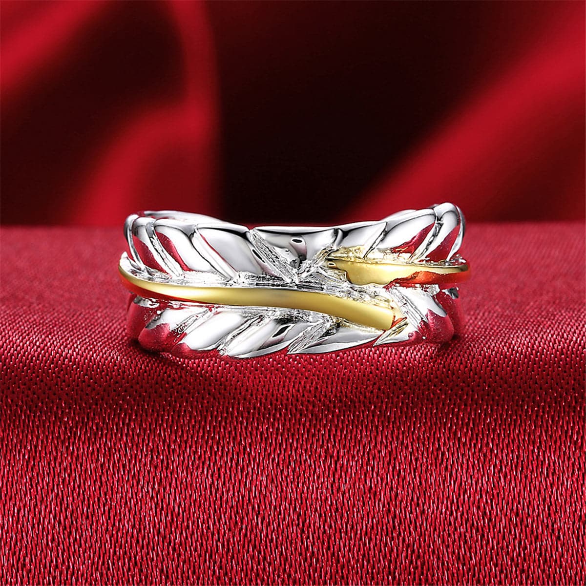 Silver-Plated & 18k Gold-Plated Wing Open Ring - streetregion