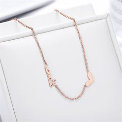 18K Rose Gold-Plated Heart 'Love' Anklet