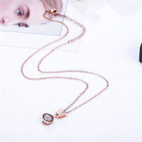 cubic zirconia & 18k Rose Gold-Plated Butterfly Pendant Necklace - streetregion