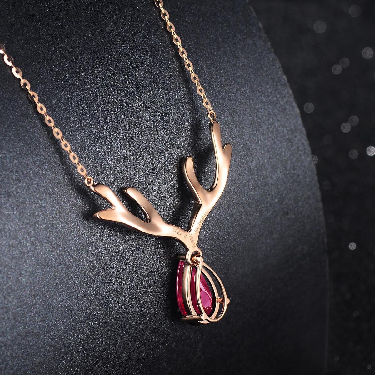 Red Crystal & Cubic Zirconia Antler Pendant Necklace